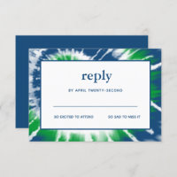 Carte RSVP Barre Mitzvah à carreaux bleu et vert