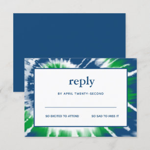 Carte RSVP Barre Mitzvah à carreaux bleu et vert