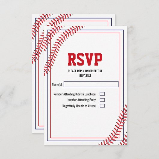 Carte RSVP Baseball (Devant / Derrière)