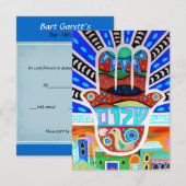 Carte RSVP Bat mitzvah à barres (Devant / Derrière)