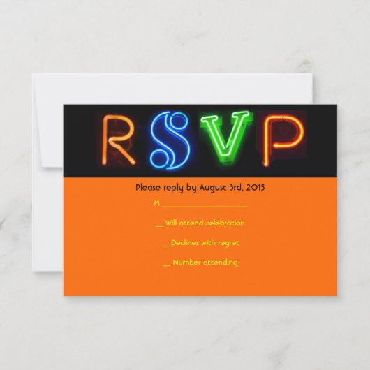 Carte RSVP Bat mitzvah à barres NEON SIGNES (Devant)