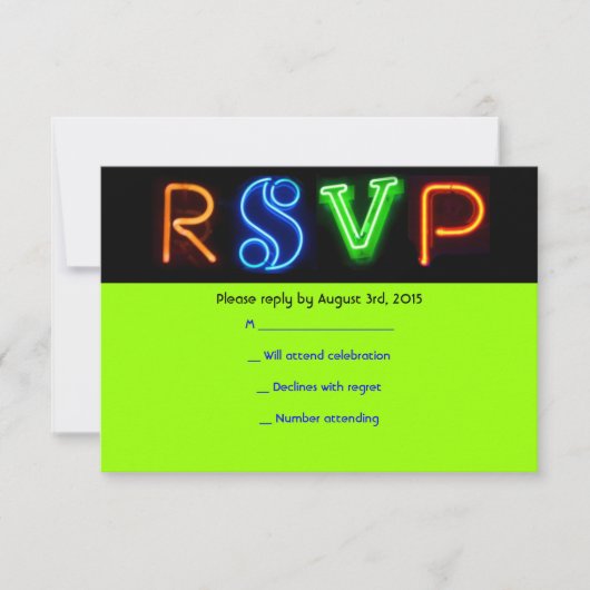 Carte RSVP Bat mitzvah à barres SIGNES VERTES NEON (Devant)
