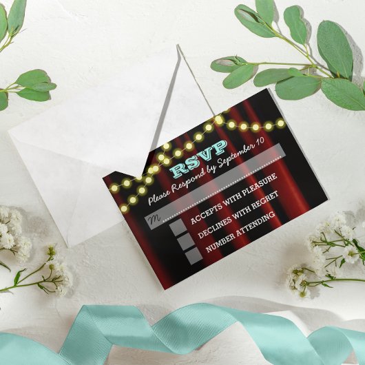 Carte RSVP Bat mitzvah Aqua Lights