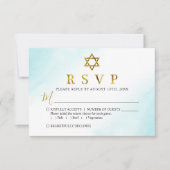 Carte RSVP Bat mitzvah Aquarelle Pastel Blue Gold (Devant)
