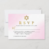 Carte RSVP Bat mitzvah Aquarelle Pastel Rose Or (Devant)
