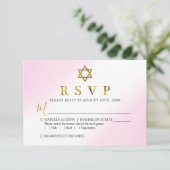 Carte RSVP Bat mitzvah Aquarelle Pastel Rose Or (Debout devant)