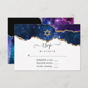 Carte RSVP Bat mitzvah Galaxy Agate