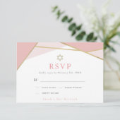 Carte RSVP Bat mitzvah Géométrique rose et or (Debout devant)