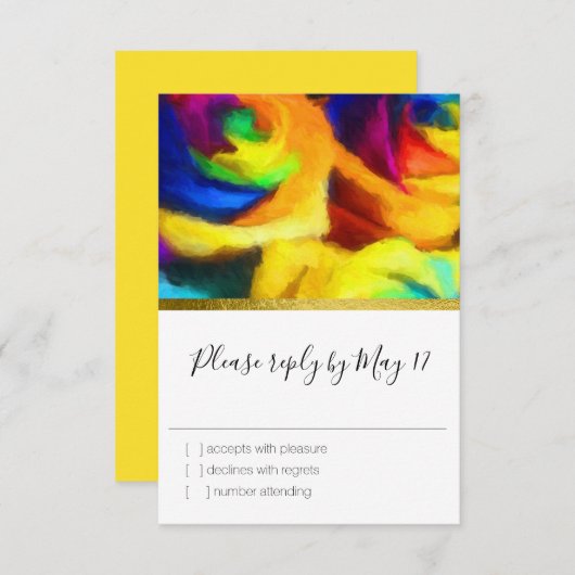 Carte RSVP bat mitzvah Peint Rainbow Roses (Devant / Derrière)
