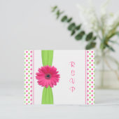 Carte RSVP Bat mitzvah Pink Green Daisy (Debout devant)