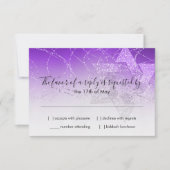 Carte RSVP bat mitzvah Purple Star Glittery (Devant)