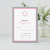 Carte RSVP Bat mitzvah rose Floral Star (Debout devant)