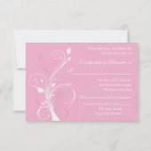 Carte RSVP Bat mitzvah rose Floral sur lin blanc (Dos)