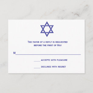 Carte RSVP Bat mitzvah Star de David Chevron