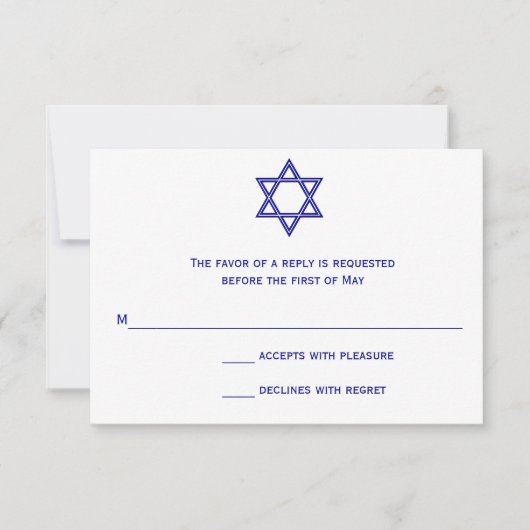 Carte RSVP Bat mitzvah Star de David Chevron (Devant)
