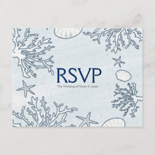 Carte RSVP Beach Corail Sea Shell & Starfish