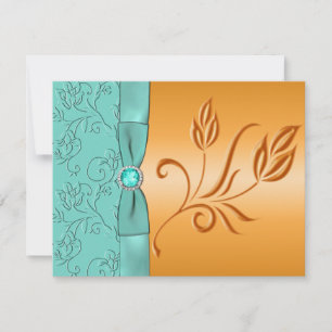 Carte RSVP Bijoux Tangerine et Aqua FAUX