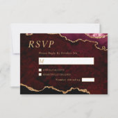 Carte RSVP Black & Burgundy Gold Wedding (Devant)