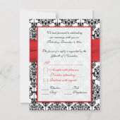 Carte RSVP Black Damask avec Pavot Rouge (Dos)