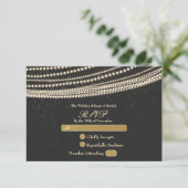 Carte RSVP Black Dark Night Sky & String Lights (Debout devant)
