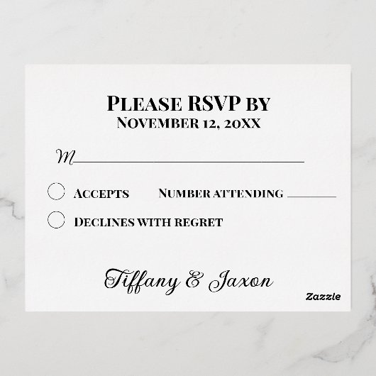 Carte RSVP Black Elegant Co-Starring (Verso)