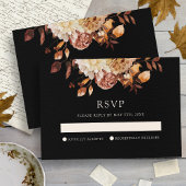 Carte RSVP Black Fall Copper Floral Wedding