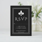 Carte RSVP Black Fleur de Lis Wedding (Debout devant)