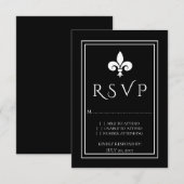 Carte RSVP Black Fleur de Lis Wedding (Devant / Derrière)