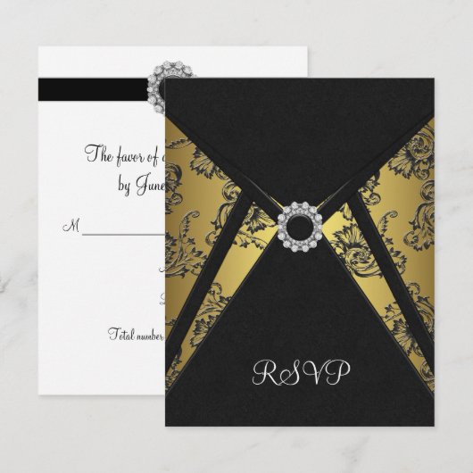 Carte RSVP Black Gold (Devant / Derrière)