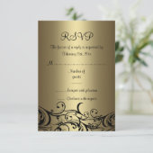 Carte RSVP Black/Gold Floral Sweet16 (Debout devant)