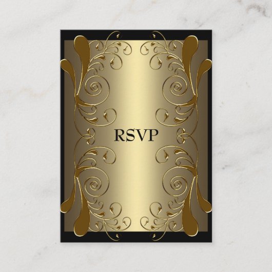 Carte RSVP Black Gold Glam Floral (Devant)