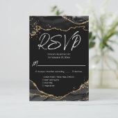 Carte RSVP Black Gold Parties scintillant Agate St (Debout devant)