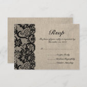 Carte RSVP Black Lace et Burlap Wedding (Devant / Derrière)