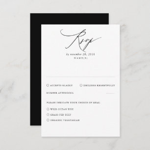 Carte RSVP Black Modern Minimal Wedding