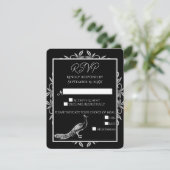 Carte RSVP Black Peacock Flourish Wedish Wedding (Debout devant)