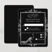 Carte RSVP Black Peacock Flourish Wedish Wedding (Devant / Derrière)