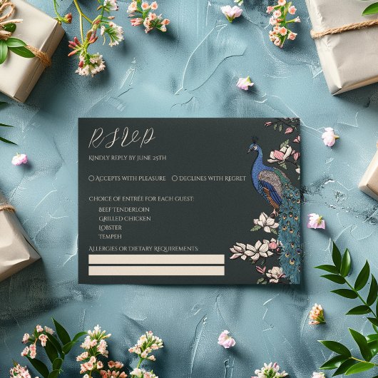 Carte RSVP Black Peacock moderne