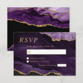 Carte RSVP Black & Purple Gold Wedding (Devant / Derrière)