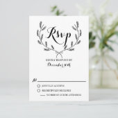 Carte RSVP Black Whimsical Winter Wreath Wedding (Debout devant)