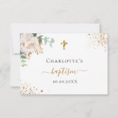Carte RSVP blanc floral blanc bleu eucalyptus bapt (Dos)