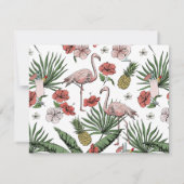 Carte RSVP blanche Mariage tropical (Dos)