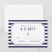 Carte RSVP blanche marine marine (Devant / Derrière)