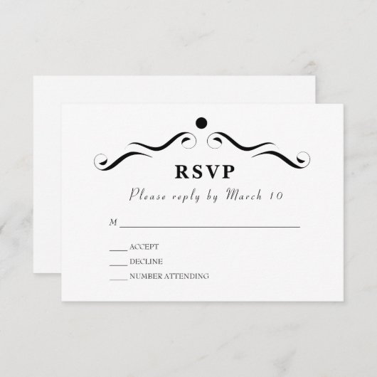 Carte RSVP blanche simple (Devant / Derrière)