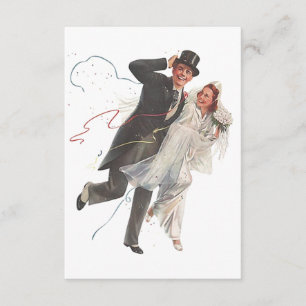 Carte RSVP Blank Vintage Wedding Bliss Groom Bride