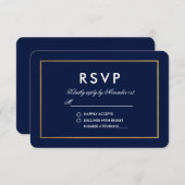 Carte RSVP bleu blanc et or (Devant / Derrière)