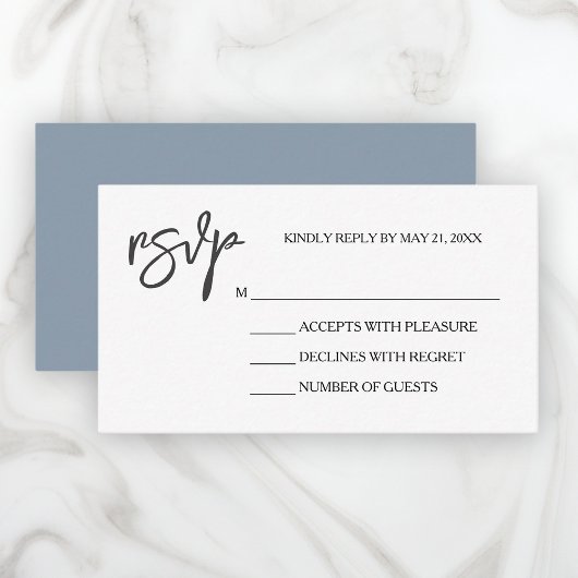 Carte RSVP bleu bleu foncé moderne
