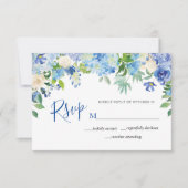 Carte RSVP bleu clair Hydrangée Florale Aquarelle (Devant)