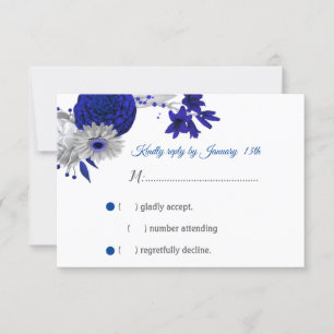 carte RSVP bleu et argent royal