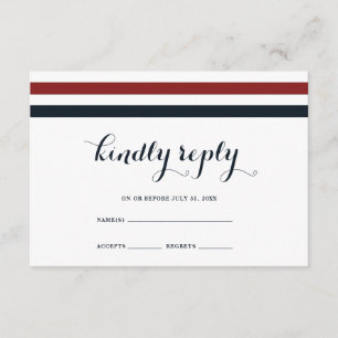 Carte RSVP bleu et blanc Mariage côtier