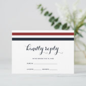 Carte RSVP bleu et blanc Mariage côtier (Debout devant)